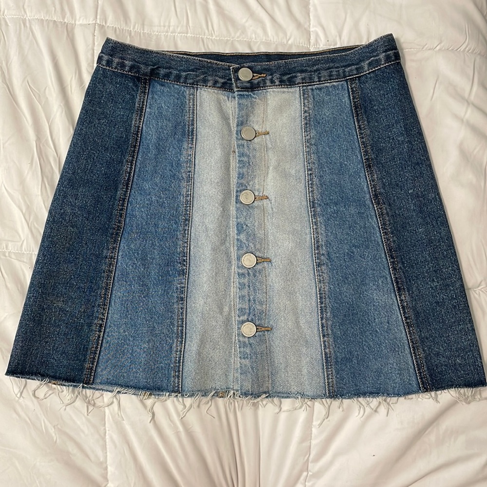 Blank NYC denim multicolor multi tonal paneled skirt size 26